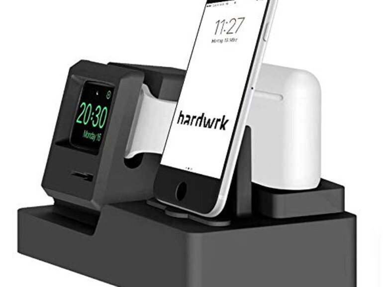 Seitenansicht des hardwrk Charging Stand im Macintosh-Design