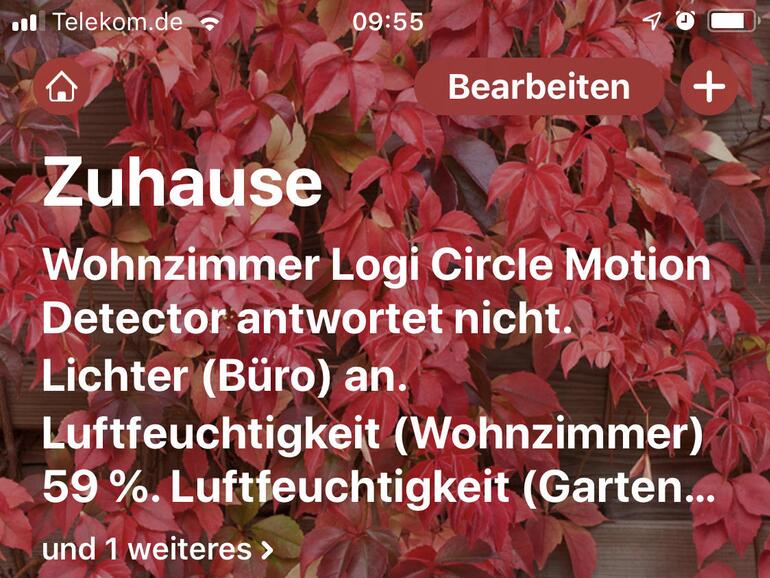 Auf dem iPhone ist es wegen des eher kleinen Bildschirms schwierig, einen Überblick über alle Geräte zu bekommen. Zum Steuern ist das iPhone aber sehr gut geeignet.