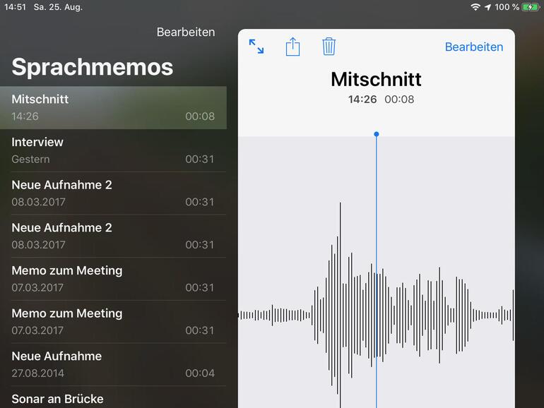Die iPad-Version kann es sich erlauben, großzügig mit dem Platz auf dem Bildschirm umzugehen. Die Notizen werden per iCloud synchronisiert.