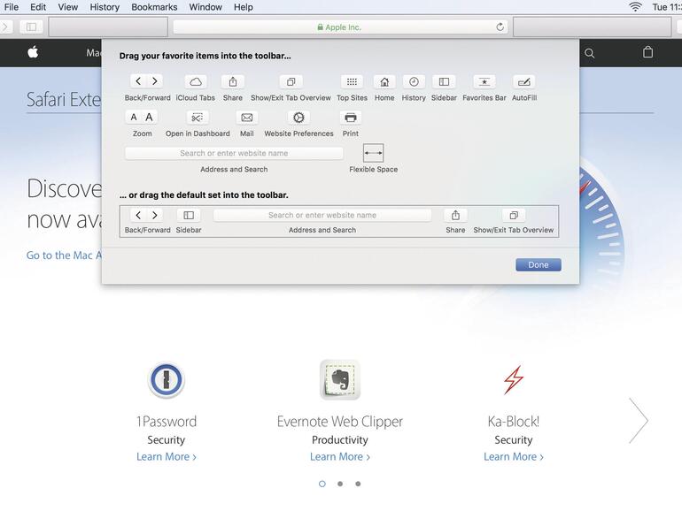 Toolbar individualisieren