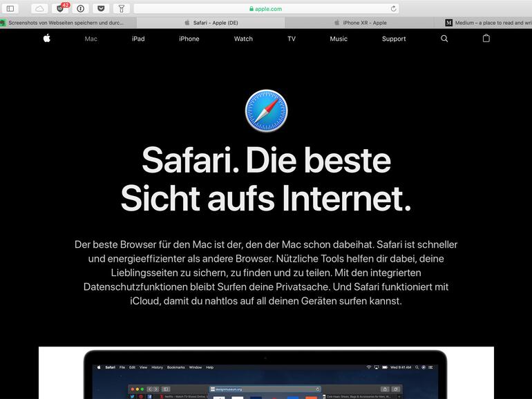Wenn Ihre Augen eine Pause benötigen, kann Nightlight Text von weiß auf schwarz umkehren.