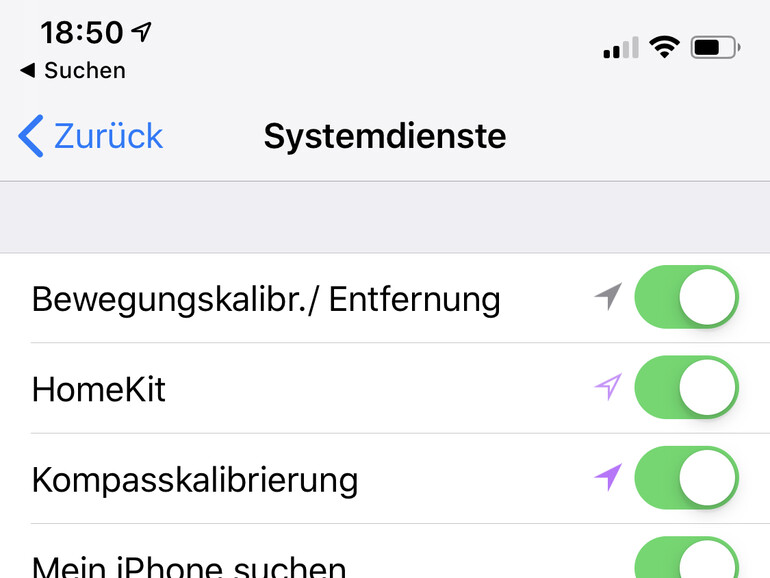 Ortungsdienste sind wichtig für die Kalibrierung der Watch