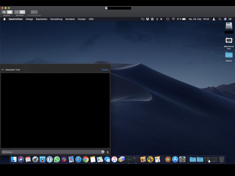 Fenster mit Desktop des Gesprächspartners