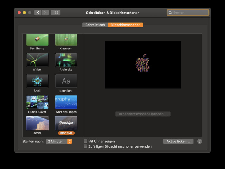 Brooklyn-Bildschirmschoner in Systemeinstellungen