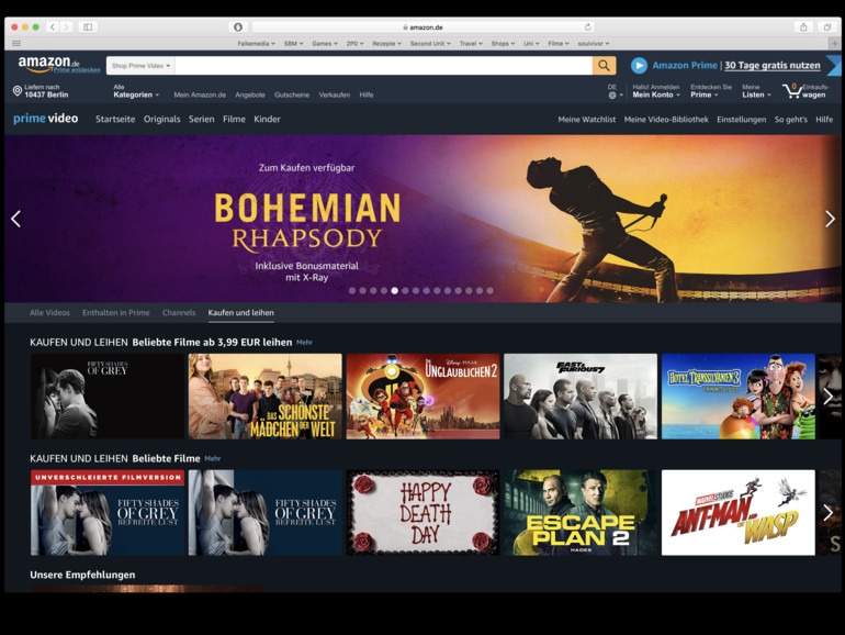 Neben der Prime-Flatrate können Sie bei Amazon Video auch Filme leihen und kaufen.