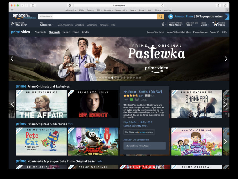 Amazon Prime Video punktet mittlerweile auch mit Eigenproduktionen wie Pastewka und The Man In The High Castle. 