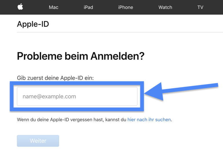 Apple-ID eingeben