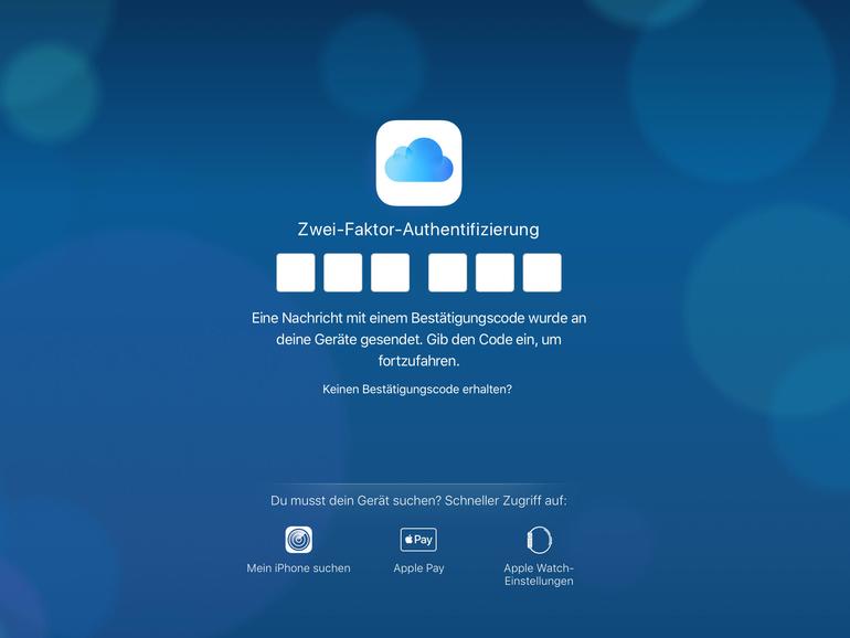 Die Zwei-Faktor-Authentifizierung sendet einen Code an ein vertrauenswürdiges Gerät, um die Sicherheit zu erhöhen.