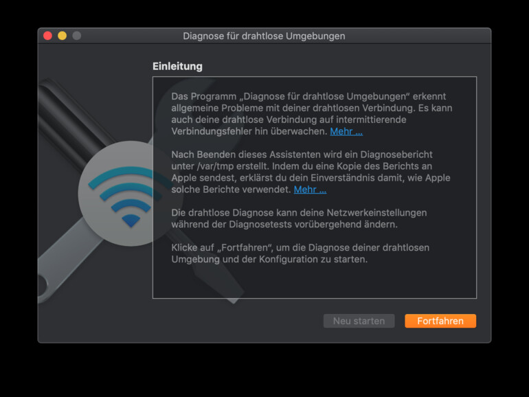 „Diagnose für drahtlose Umgebungen“-App