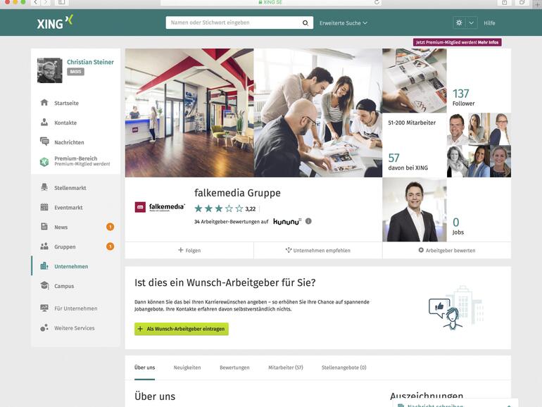 Auf Xing präsentieren sich nicht nur Angestellte, sondern auch Unternehmen.