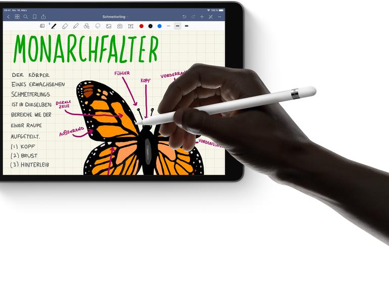 Auch wenn es „nur“ der alte Apple Pencil (100 Euro) ist: die Unterstützung für Apples Schreibgerät ist ein großer Pluspunkt.