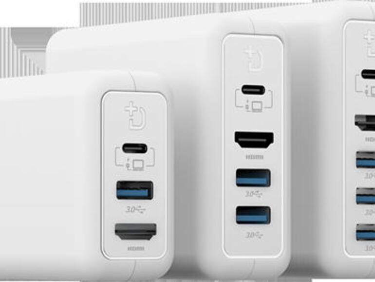 Der Dockcase-Adapter verbindet Netzteil und USB-C-Dock.