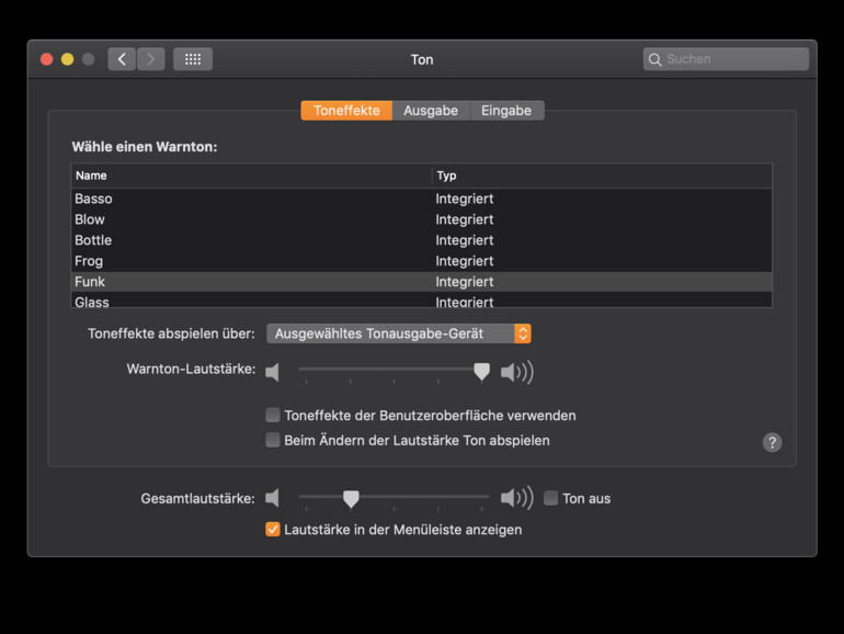 Systemsounds umstellen