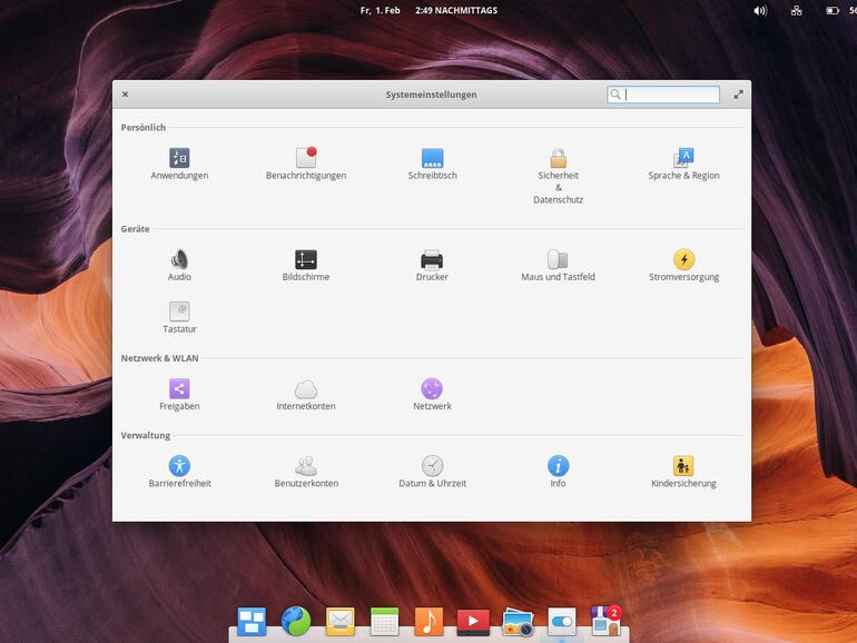Die Systemeinstellungen von Elementary OS ähneln denen von macOS.