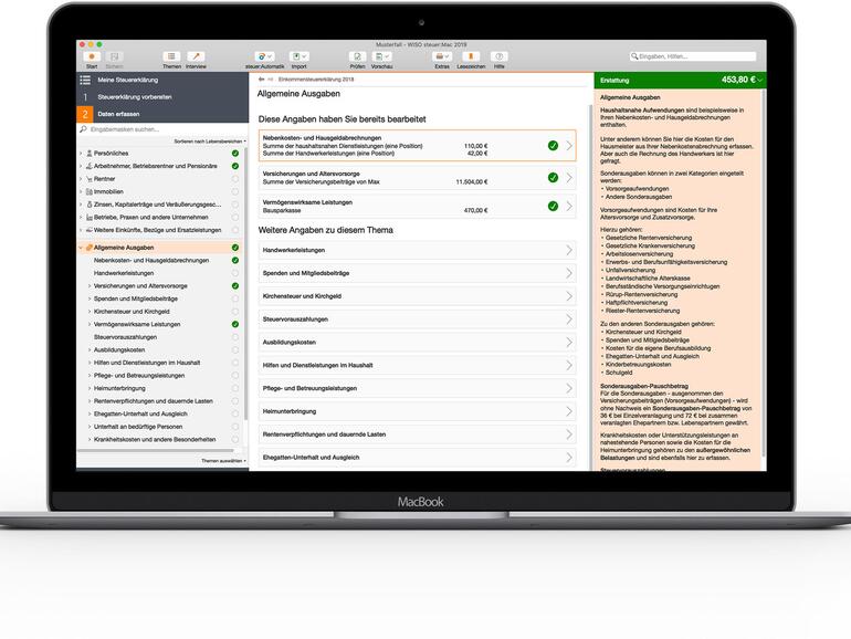 Wiso Steuer Mac 2019 auf dem MacBook