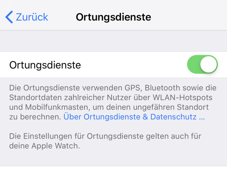 Ortungsdienste mal abschalten