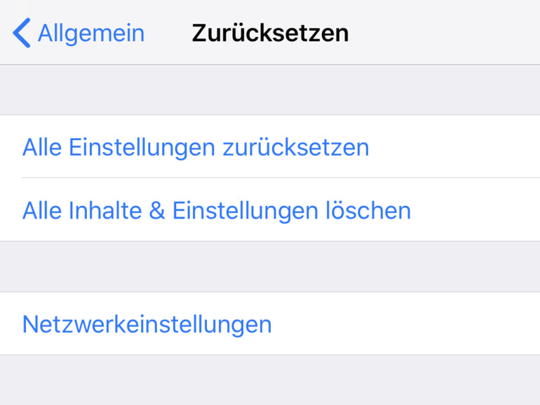 Einstellungen zurücksetzen kann helfen