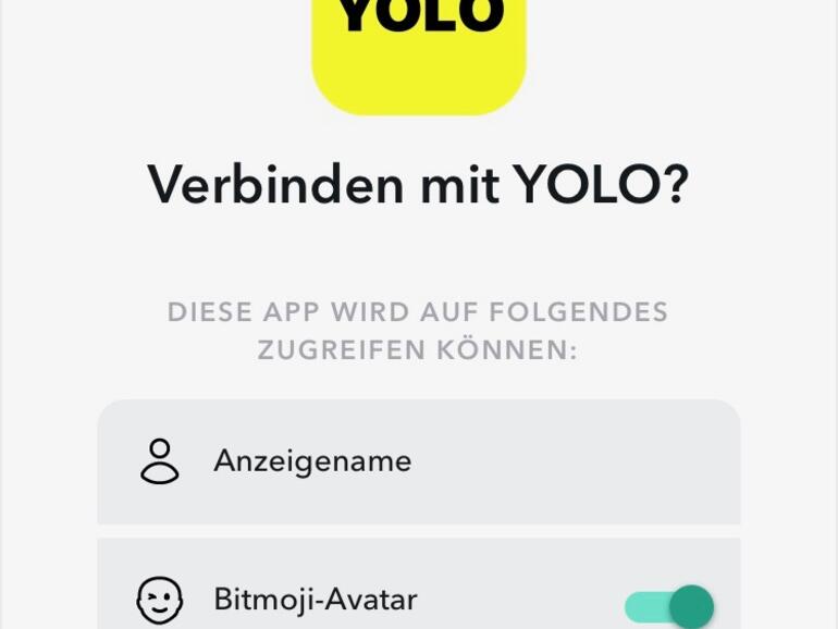YOLO ist eine Erweiterung für Snapchat und benötigt daher ein Snapchat-Konto.