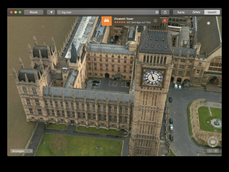 Elizabeth Tower in Apples Karten-App