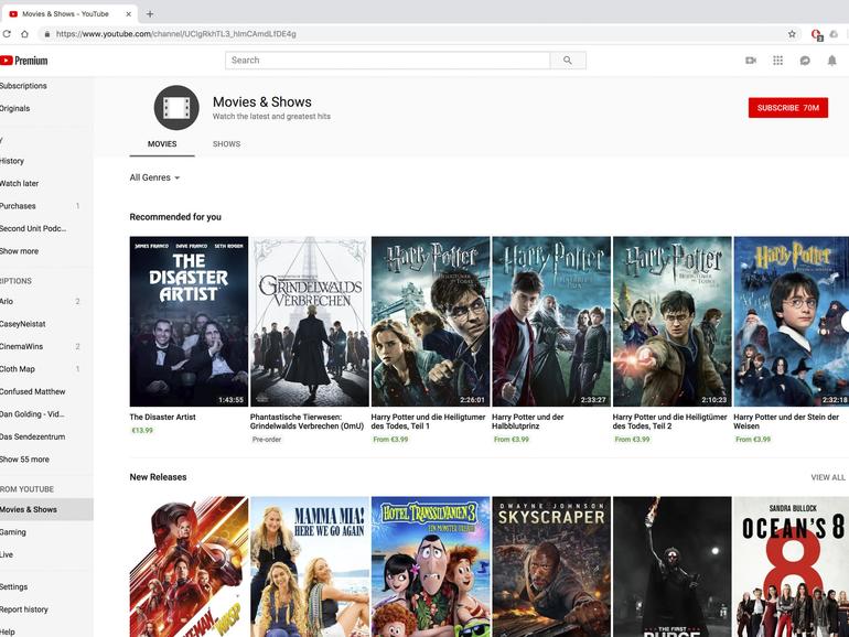 Youtube bietet mittlerweile auch Hollywood-Blockbuster zum Kaufen und Leihen an.