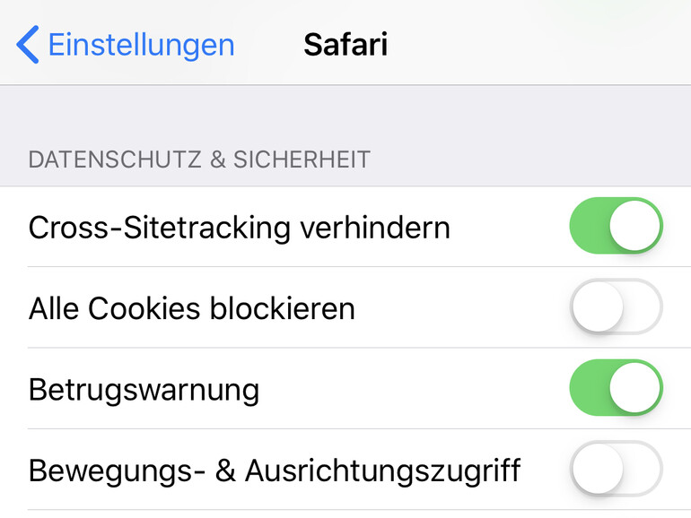 Cross-Sitertracking und Cookies blockieren