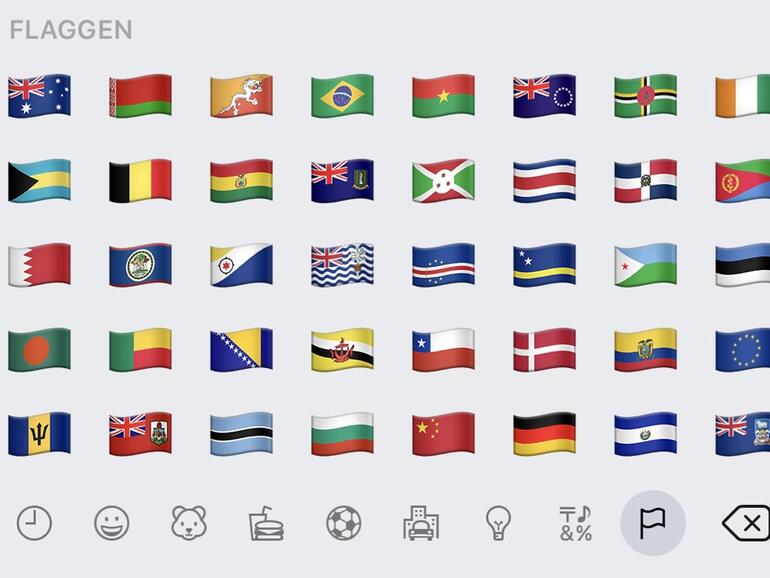 Emoji-Flaggen in Apples Sortierung