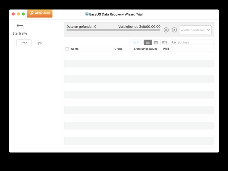 EaseUS Data Recovery Wizard - Scanvorgang