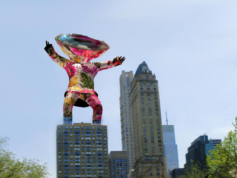 Nick Cave zeigt eine Neufassung seiner ikonischen &quot;Soundsuits&quot; auf der Today at Apple [AR]T Safari.