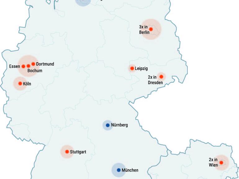 Cyberport-Ladengeschäfte finden Sie über ganz Deutschland verteilt – und im schönen Österreich! [Cyberport-Stores in einer „Galeria Kaufhof Karstadt“-Filiale hier in Blau]