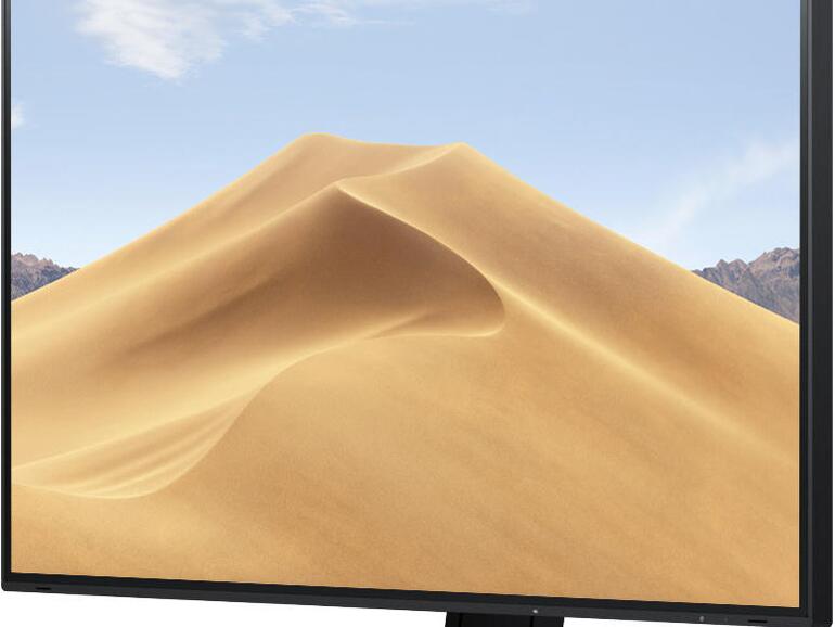 Das Design des Eizo EV3285 ist relativ schlicht und unauffällig. Der Fuß lässt sich sehr angenehm in der Höhe verstellen und an der Vorderseite fällt sofort der schmale Displayrand ins Auge. Oder eben nicht.