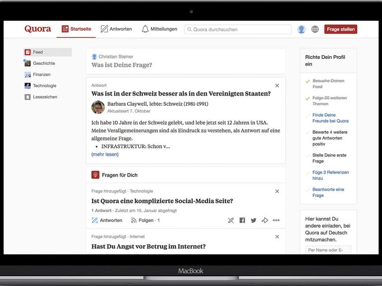 Quora auf dem Mac
