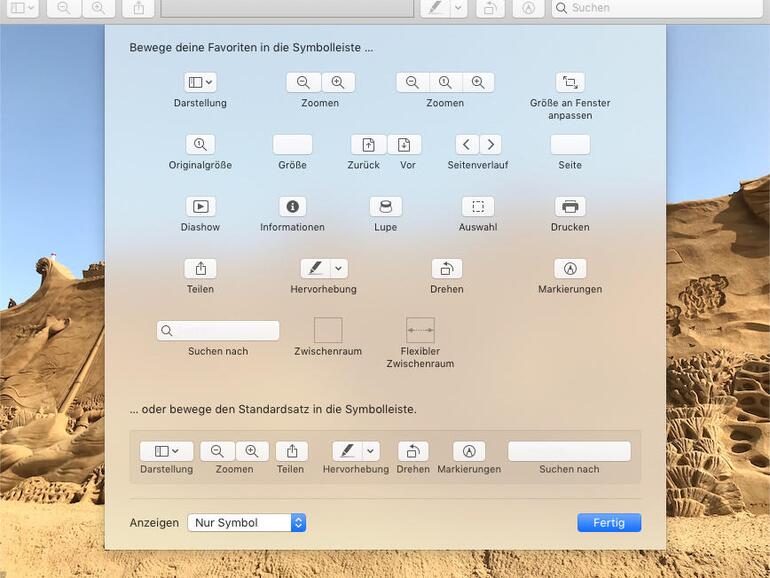 Symbolleiste in macOS anpassen