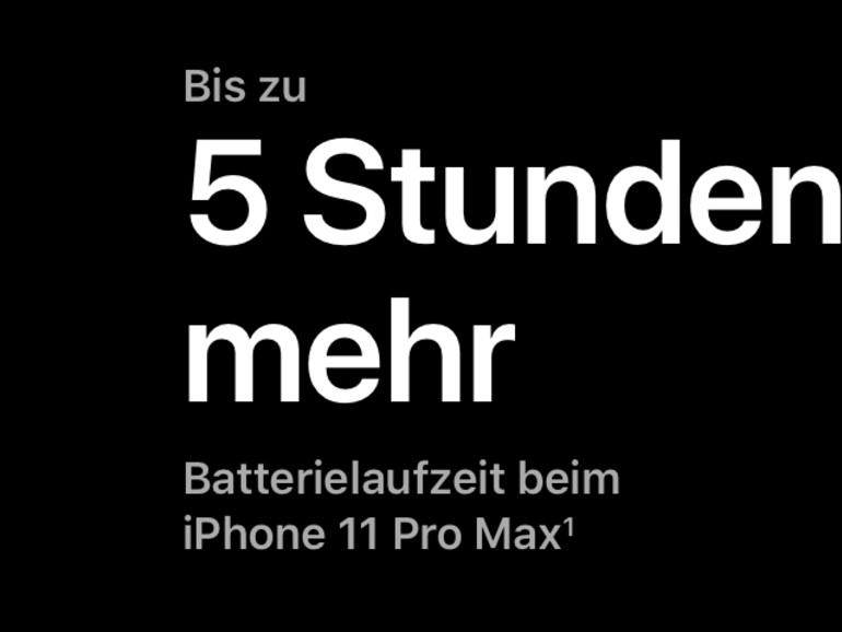Die Akku-Laufzeit der neuen iPhone-11-Pro-Modelle überflügelt die XS-Geräte aus dem Vorjahr bei weitem.