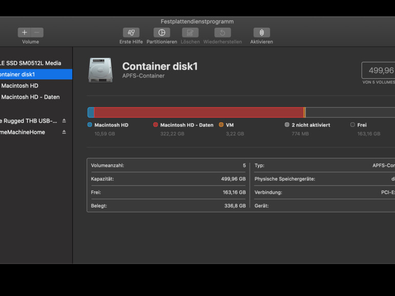 Aus Sicherheitsgründen verfrachtet macOS 10.15 Catalina das eigentliche Betriebssystem nun in eine gesonderte Partition auf der Festplatte, wo es besser geschützt ist.
