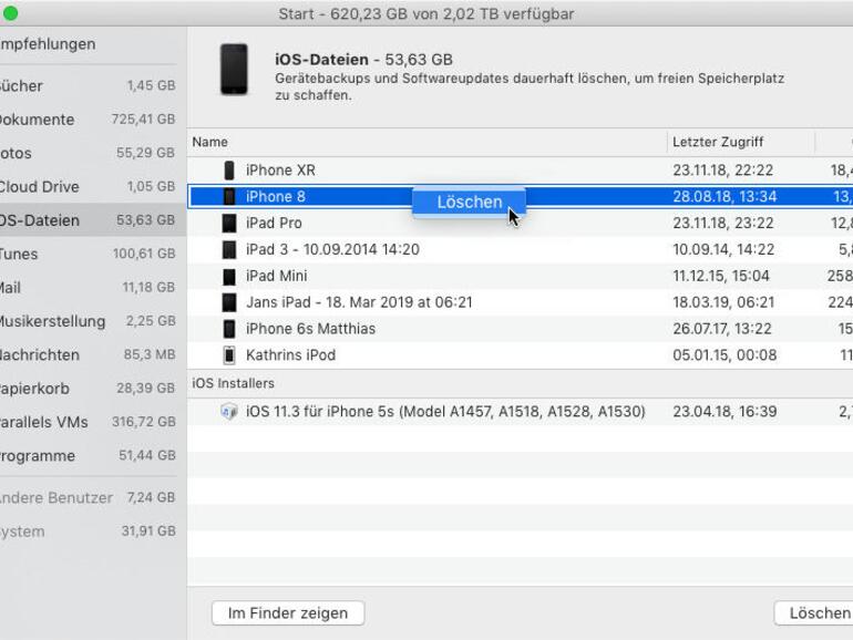 Ist Ihr neues iPhone in Betrieb, können Sie das Back-up des alten löschen – entweder mithilfe der Back-up-Einstellung von iCloud oder auf dem Mac mit den Systeminformationen.