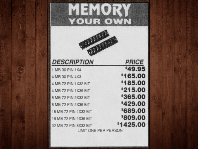 Die Preise für Speicher Mitte der 1990er waren immens