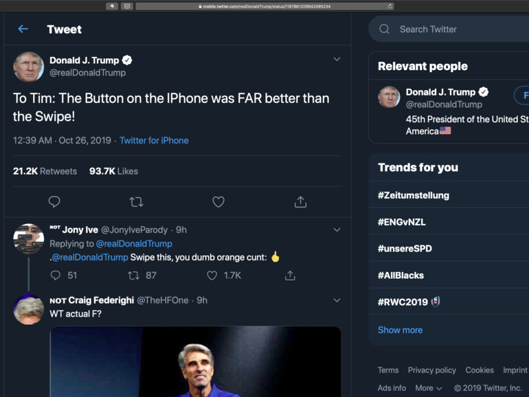 An Tim: Der Knopf ist besser als Wischen