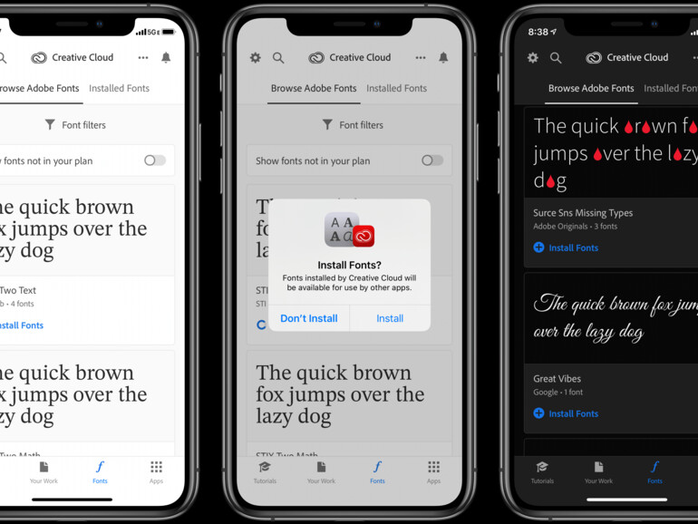 Font-Verwaltung in der Adobe App zur Creative Cloud