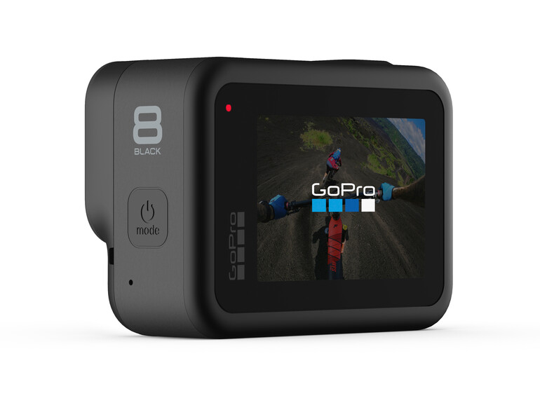 Der Touchscreen an der Rückseite der Hero8 Black reagiert zuverlässiger auf Eingaben des Nutzers als der des Vorgängers. Und auch mit Sprachkommandos lässt sich die Cam wieder steuern.