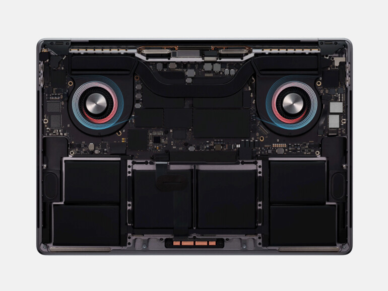 Mehr Platz für Akku aber vor allem zur Wärmeableitung bietet das neue MacBook Pro 16 Zoll außerdem