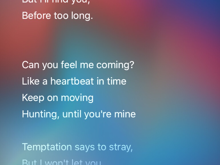 Bei eigenen Songtexten gibt es nur die Standardansicht