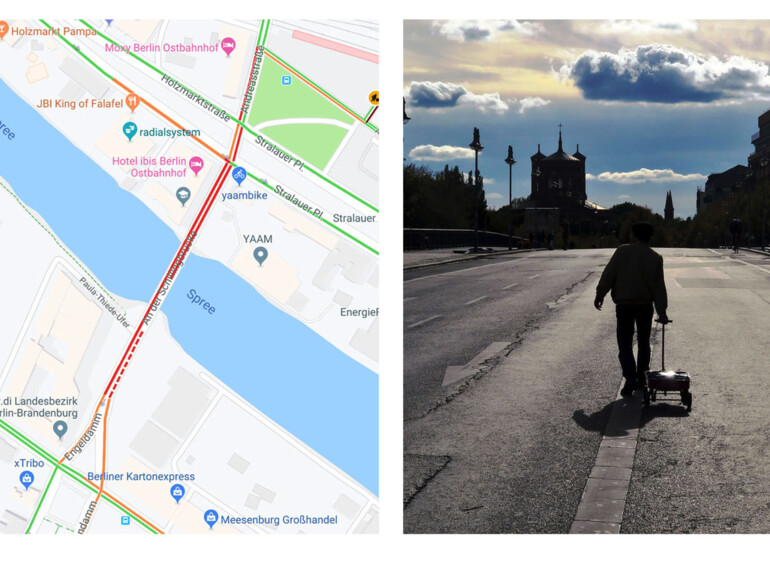 Simon Weckert läuft durch Berlin und generiert dabei virtuelle Staus.