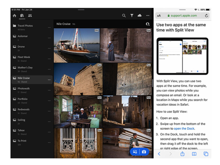 Auf dem iPad kann man die Lightroom-App ab sofort auch in der geteilten Ansicht (Split View) nutzen.