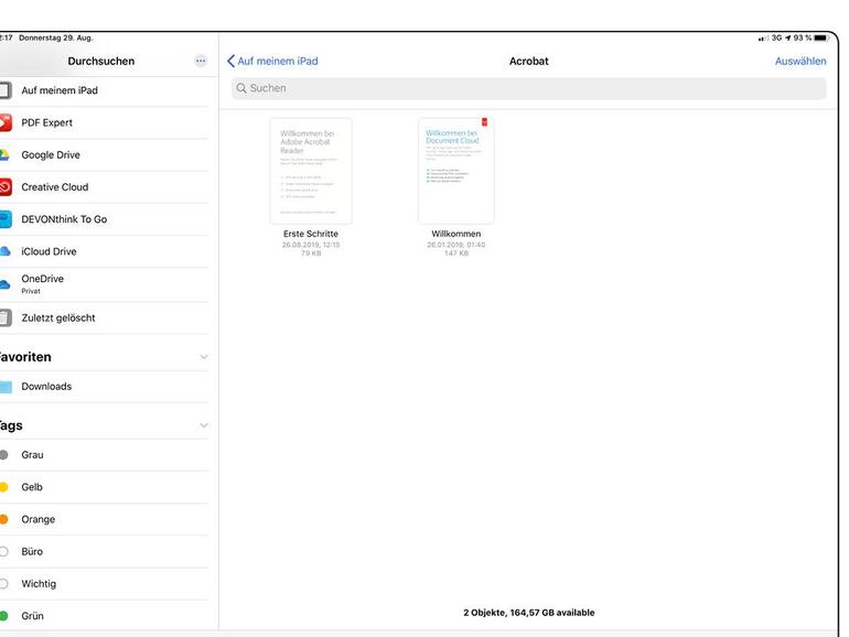 Die Standard-Dateien-App von iPadOS unterstützt bereits die wichtigsten Formate und stellt diese dar.