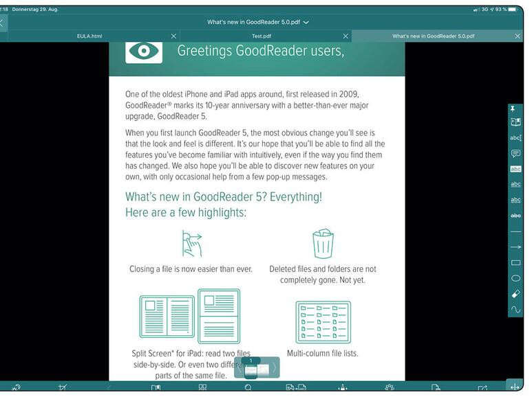 Schmelztiegel: Goodreader erlaubt den Zugriff auf zahlreiche Clouddienste neben Apples iCloud.
