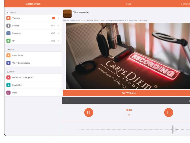 Erstaunlich: Diktiergerät HD kann Sprachaufnahmen auf Wunsch in geschriebenen Text wandeln.