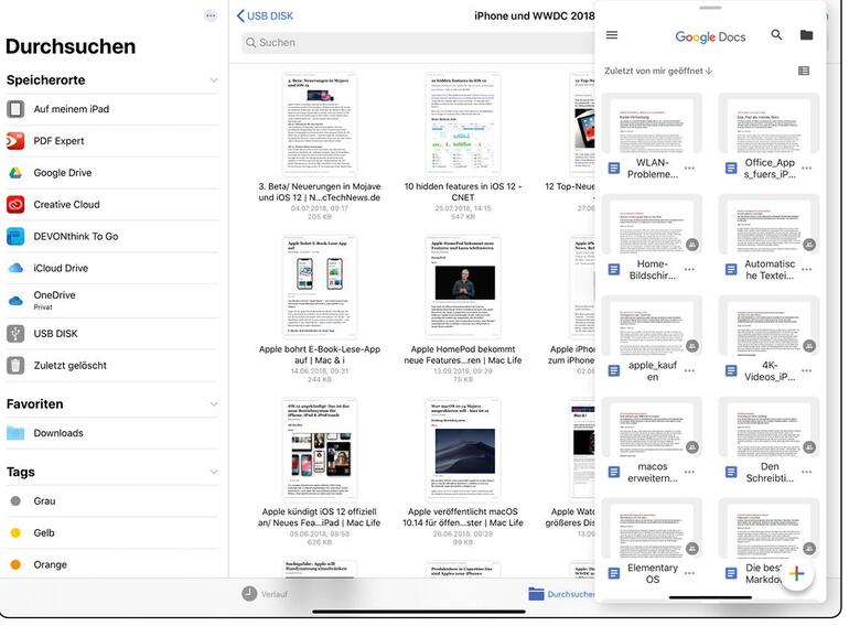 iPadOS 13 unterstützt Speichermedien wie USB-Sticks und Festplatten auf Apples Tablet-PC.
