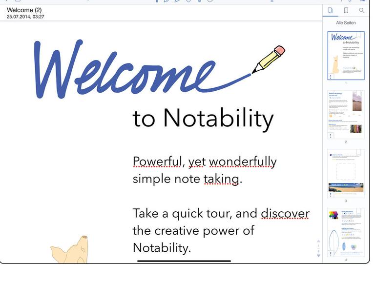 Notability ist ein beliebtes Programm zur Erfassung von Notizen und unterstützt zur Eingabe auch den Apple Pencil.