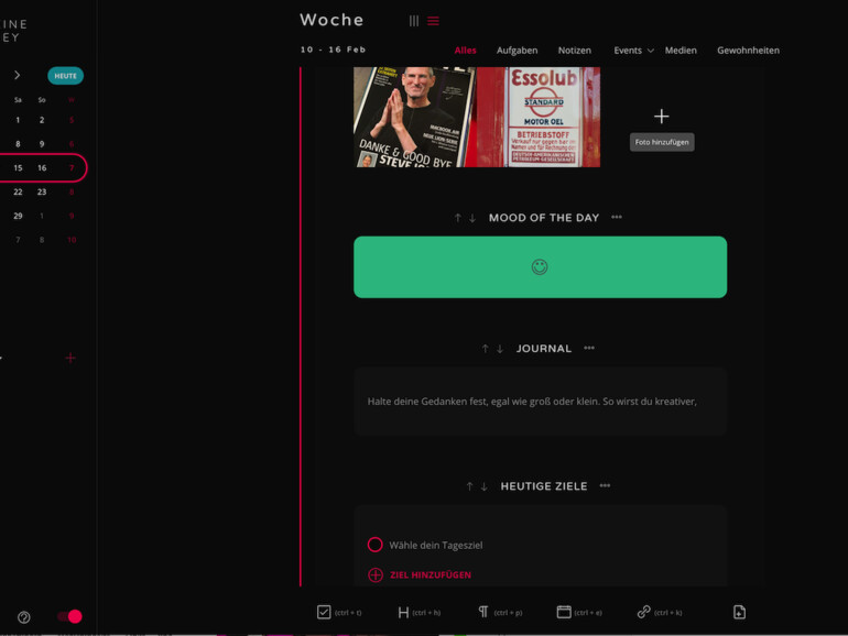 Über die Web-App kann man sich alle Eintragungen auch auf dem PC anschauen