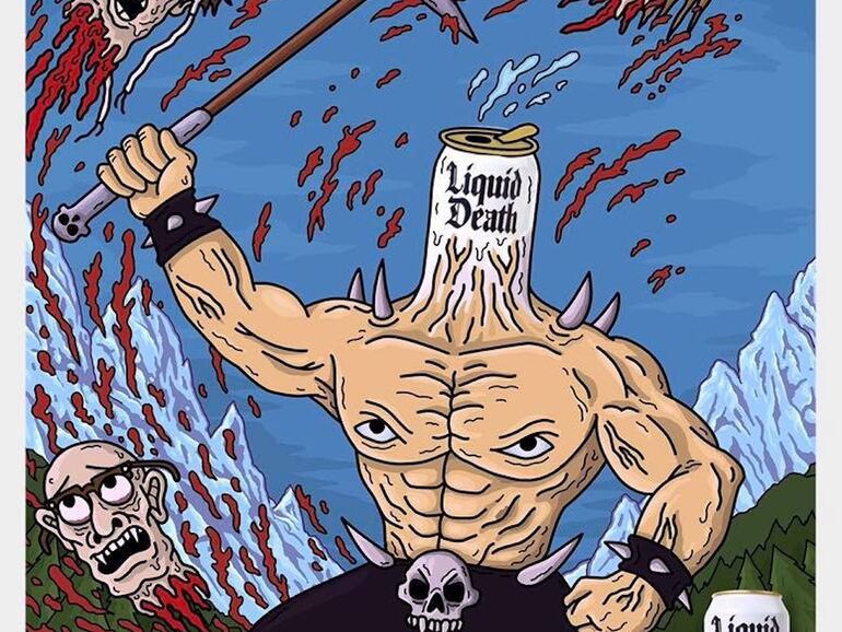 Liquid Death setzt auf ein raues Rocker-Image.